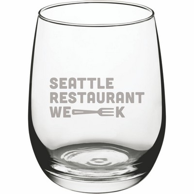 Deep Etched or Laser Engraved 15 oz. Stemless Wine Glass