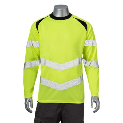 Hi Vis Class 3 3.8 Oz. Polyester Double Band Segmented Tape Safety T-Shirt