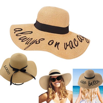 Womens Sun Straw Hat Wide Brim