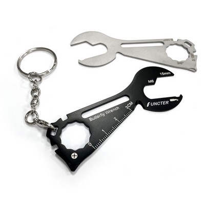 11 in 1 Stainless Steel Wrench Shape Keychain Multitool