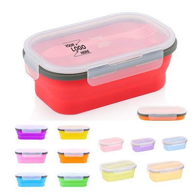 Foldable Silicone Lunch Container with Utensils