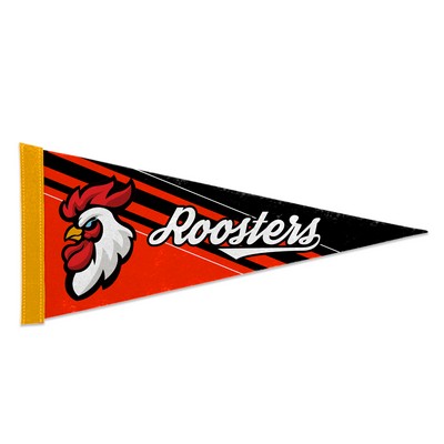 8"x18" Custom Full Color Printed Felt Pennant - Solid Back