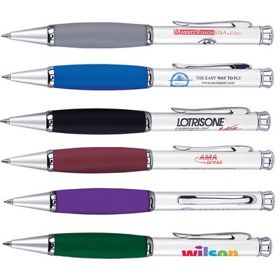 Twist Action Ballpoint Pen w/Soft Rubber Grip