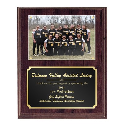 8" x 10" Simulated Walnut Plaque w/ 4" x 6" Plexi-Glass Photo Mount