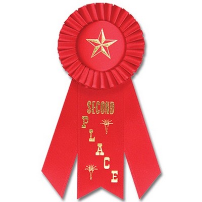 7" Second Place Stock Rosette w/Pin Back