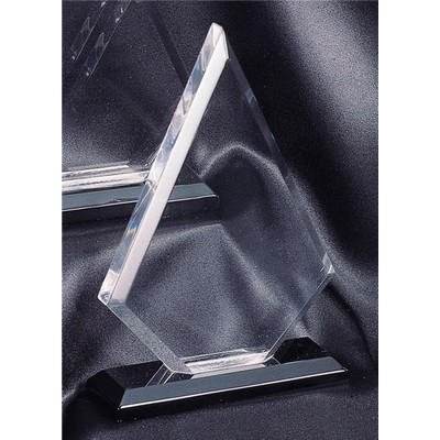 Triangle Clear Acrylic Award w/ Black Base - 4 1/2" x 6 1/2" x 3/4"