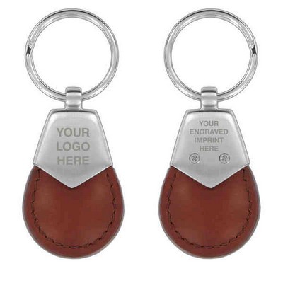 Brown Synthetic Leather Key Chain with Satin Metal (Domestic Production)