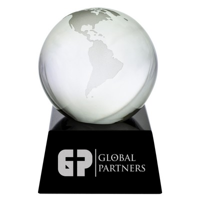 3" Crystal Globe Award on Marble Base