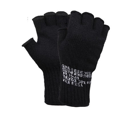 G.I. Black Military Fingerless Wool Gloves