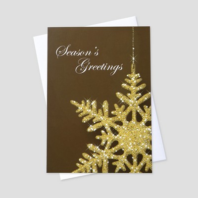 Golden Snowflake Holiday Greeting Card