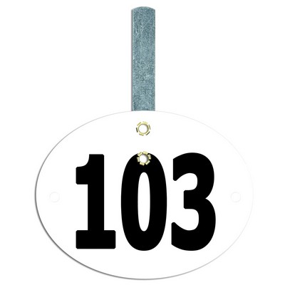 Stock Oval Exhibitor Number Tag w/ Hook (4 3/8"x3 3/8")