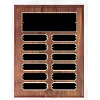 Elegant American Walnut Perpetual Plaque w/ 12 Black Plates (9"x12")