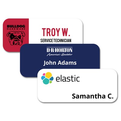 1.25" x 3" Glossy Plastic Name Badge w/Full Color Imprint & Personalization