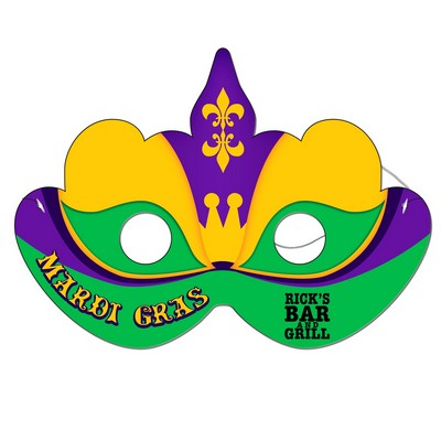 Digital Printed Mardi Gras Mask w/ Elastic Strap