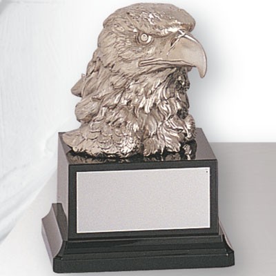 6½" Electroplated Silver Resin Eagle Head Trophy