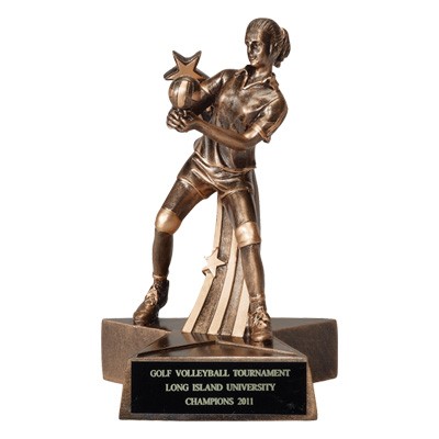 6¼" Resin Volleyball Trophy w/Female Figure & Shooting Star