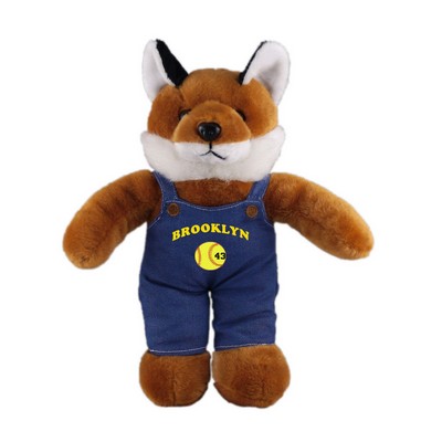 Soft Plush Stuffed Fox in denim overall.