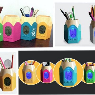 Pen Holder W/Digital Clock