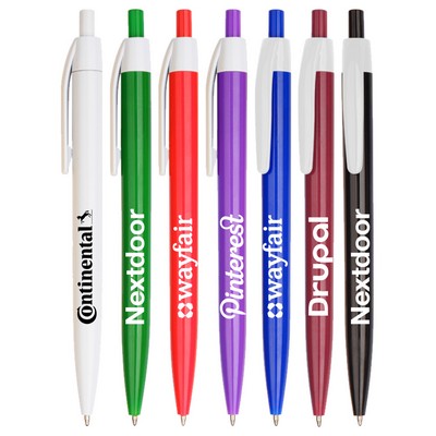 Lincoln Colored Barrels with White Trim Click Pen