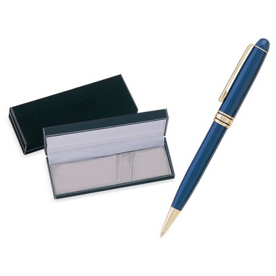 MB Series Ball Pen Gift Set in black velvet gift box - blue pen set