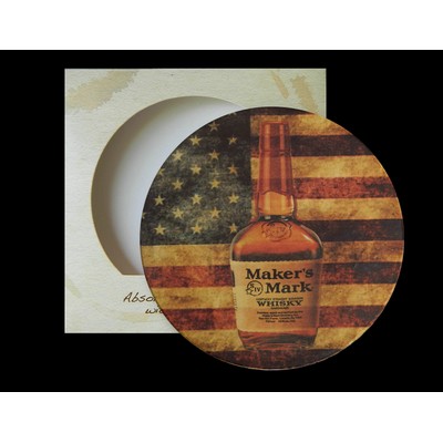 4" Round Absorbent Stone Coaster Matte Finish in Custom Window Box (overseas production)