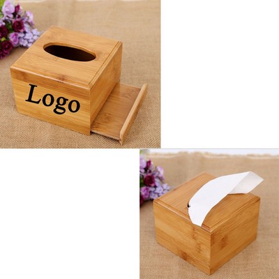 Bamboo Tissue Box w/Holder Dispenser