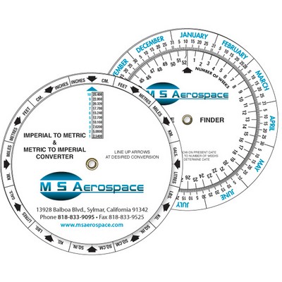 3 Wheel Imperial Metric Converter and Date Finder, Full Color