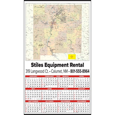 Large New Mexico State Map Year-In-View® Calendar