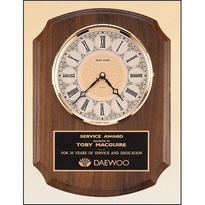 Solid Brass Diamond-Spun Bezel Clock w/Glass Lens & Ivory Dial (10.5"x 13")