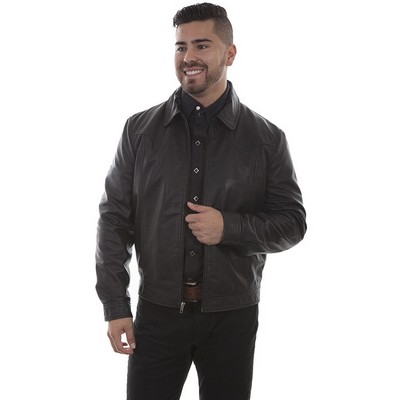 Men's Leather Jacket w/Zip Front