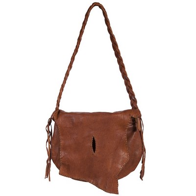 Soft Lambskin Leather Handbag w/Natural Edge Flap