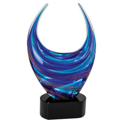 Blue Basket Art Glass Award 12"H