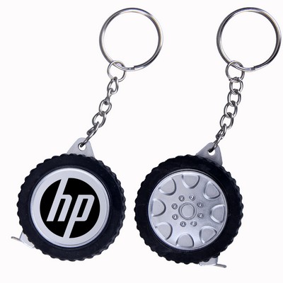 Tyre Shaped Tape Measure Keychain (Shorter Prod Time)