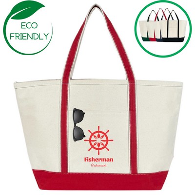 Anchor Zip Top Canvas Boat and Tote Bag - Red