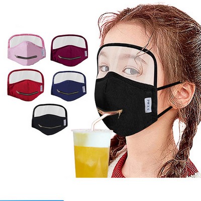 Cotton Zipper Half Face Mask w/Shield