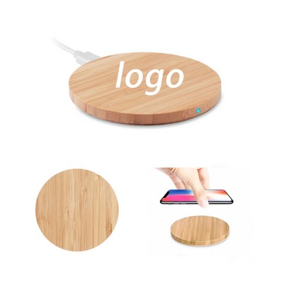 Round Bamboo Wireless Charger-10W