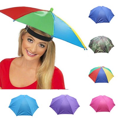 Foldable rainbow umbrella hat