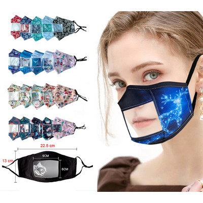 Adult Reusable Cotton Face Mask w/ Transparent Window