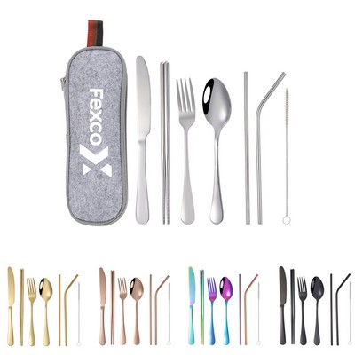 Stainless Steel Tableware Set with Pouch