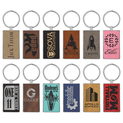 1.25" x 2.75" Premium Leatherette Rectangle Keychain