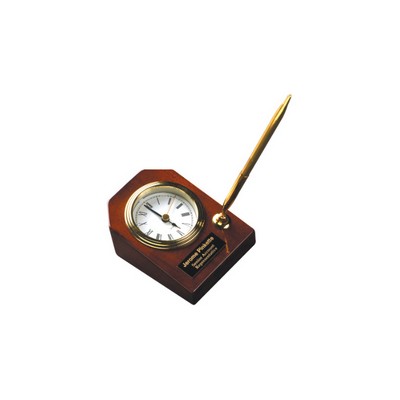 4" x 7.5" Rosewood Piano Finish Clock and Pen