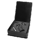 Black/Silver Leatherette 3-Piece Wine Tool Gift Set