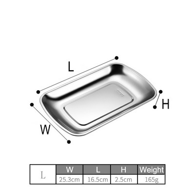 9.96 Inch Stainless Steel Rectangular Thickened Tray Stainless Steel Metal Tray