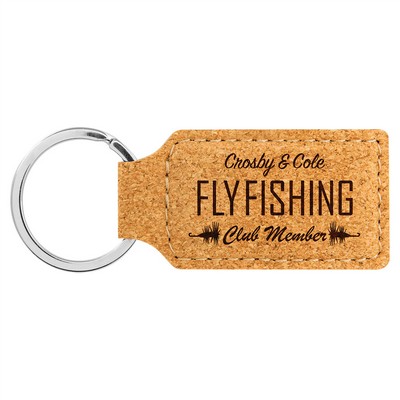 2 3/4" x 1 1/4" Cork Rectangle Keychain