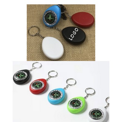 Oval Shape Compass Keychain