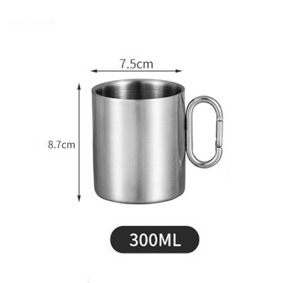 300 ml Double Wall Stainless Steel Cup W/ Carabiner Handle