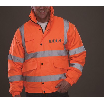 Hi Vis Ansi Class 3 Waterproof Hooded Safety Jacket Quilted Lining