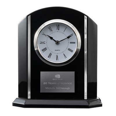 Black and Silver Piano Finish Desk Clock