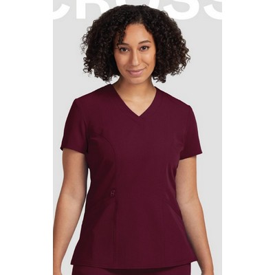 Landau White Cross V-Tess Women's 3-Pocket V-Neck Shirt