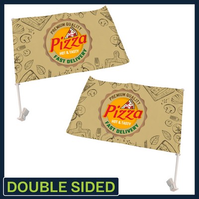 Double Sided Premium Car Flag w/ 19.7" Pole